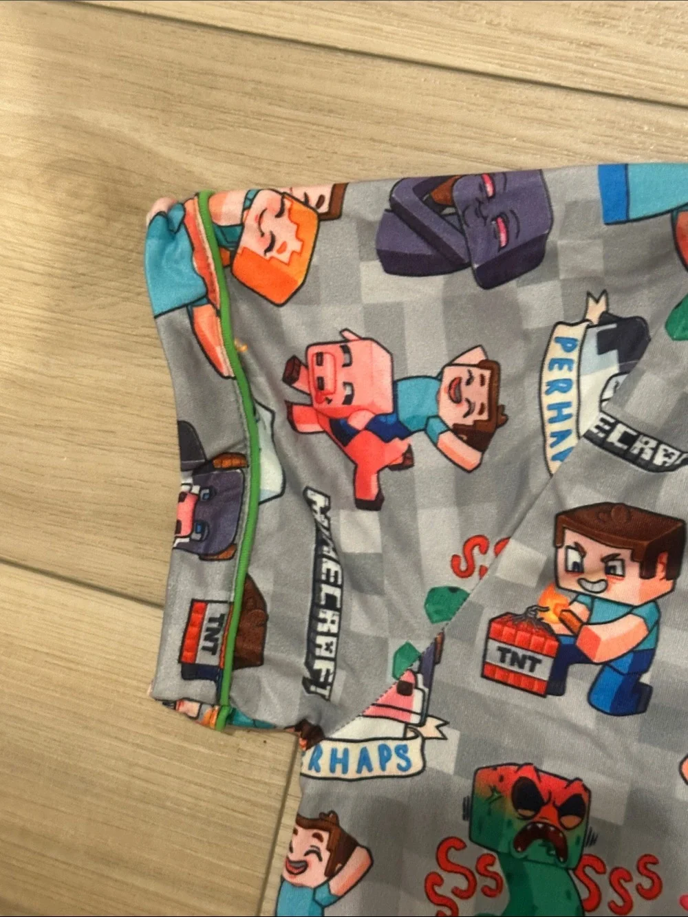 EUC Kids Short Pajama Set - Gray Minecraft-Inspired Print Size 6xl 14 16